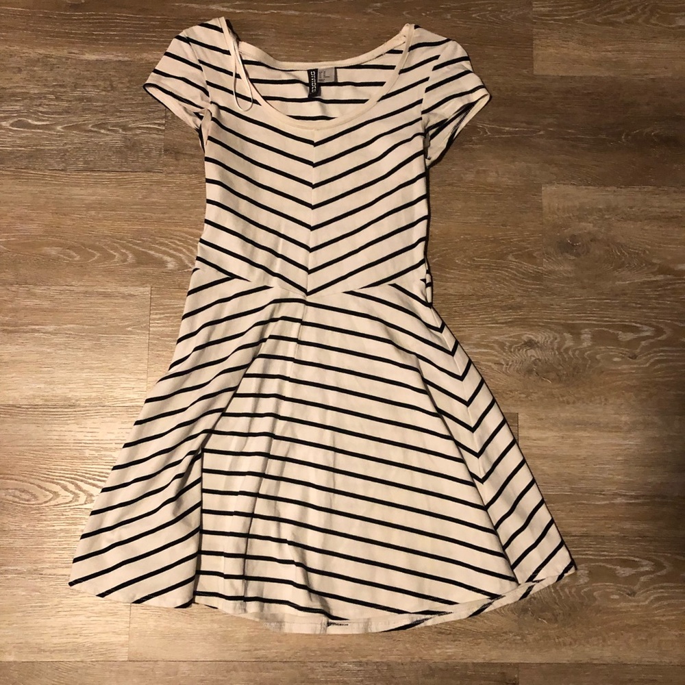 black & white striped mini dress